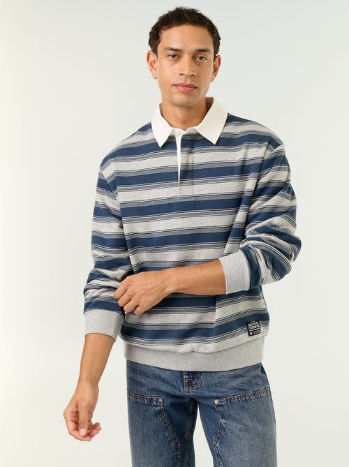 Effen poloshirt in rugbystijl met lange mouwen - Kiabi