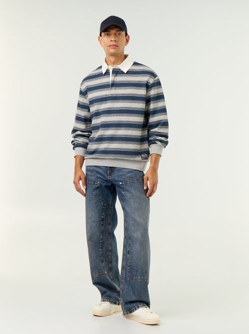 Effen poloshirt in rugbystijl met lange mouwen - Kiabi