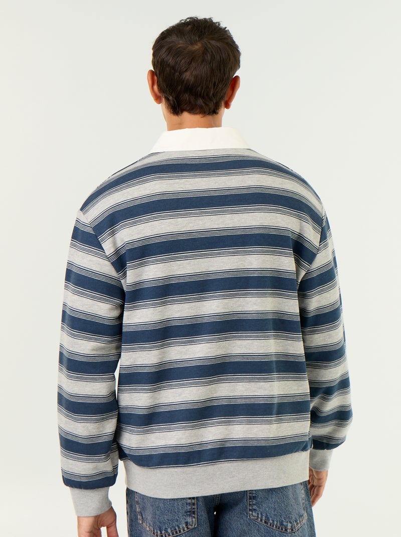 Effen poloshirt in rugbystijl met lange mouwen Blauw - Kiabi