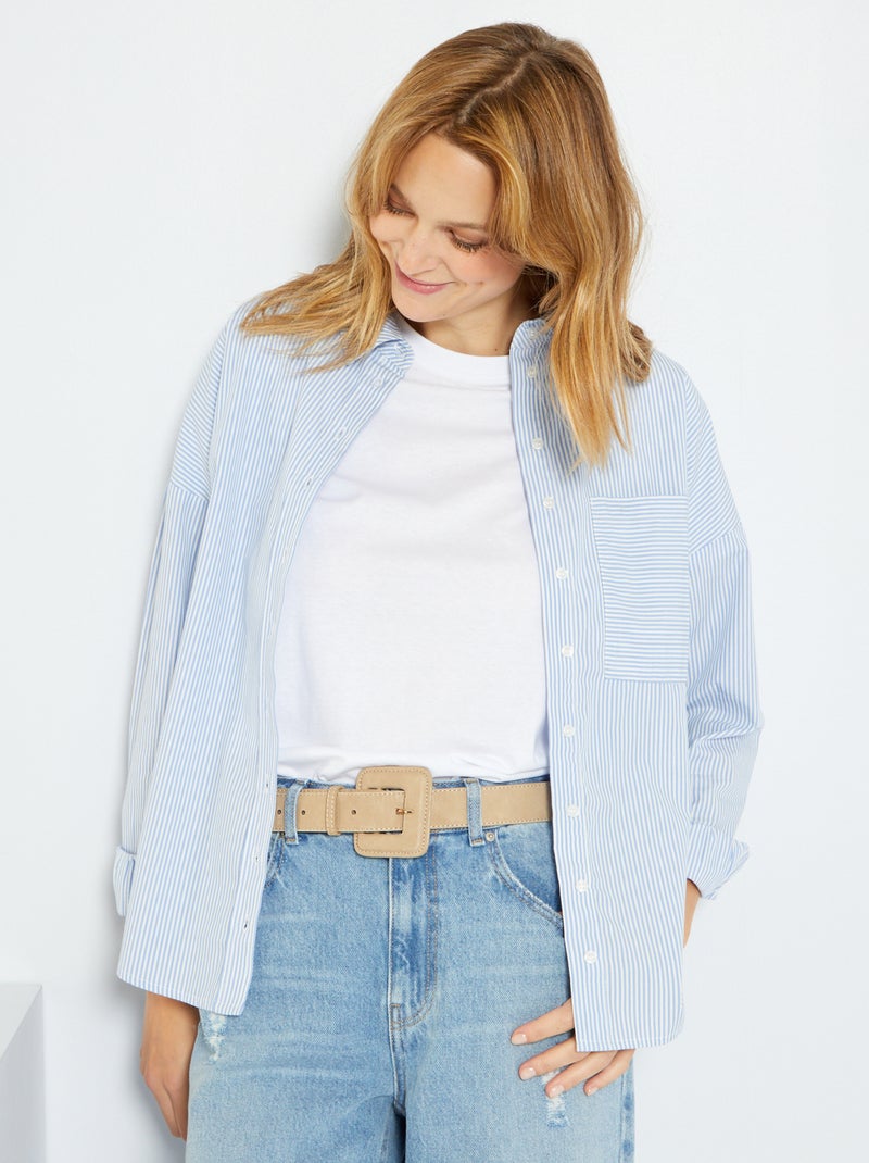 Effen poplin blouse BLAUW - Kiabi