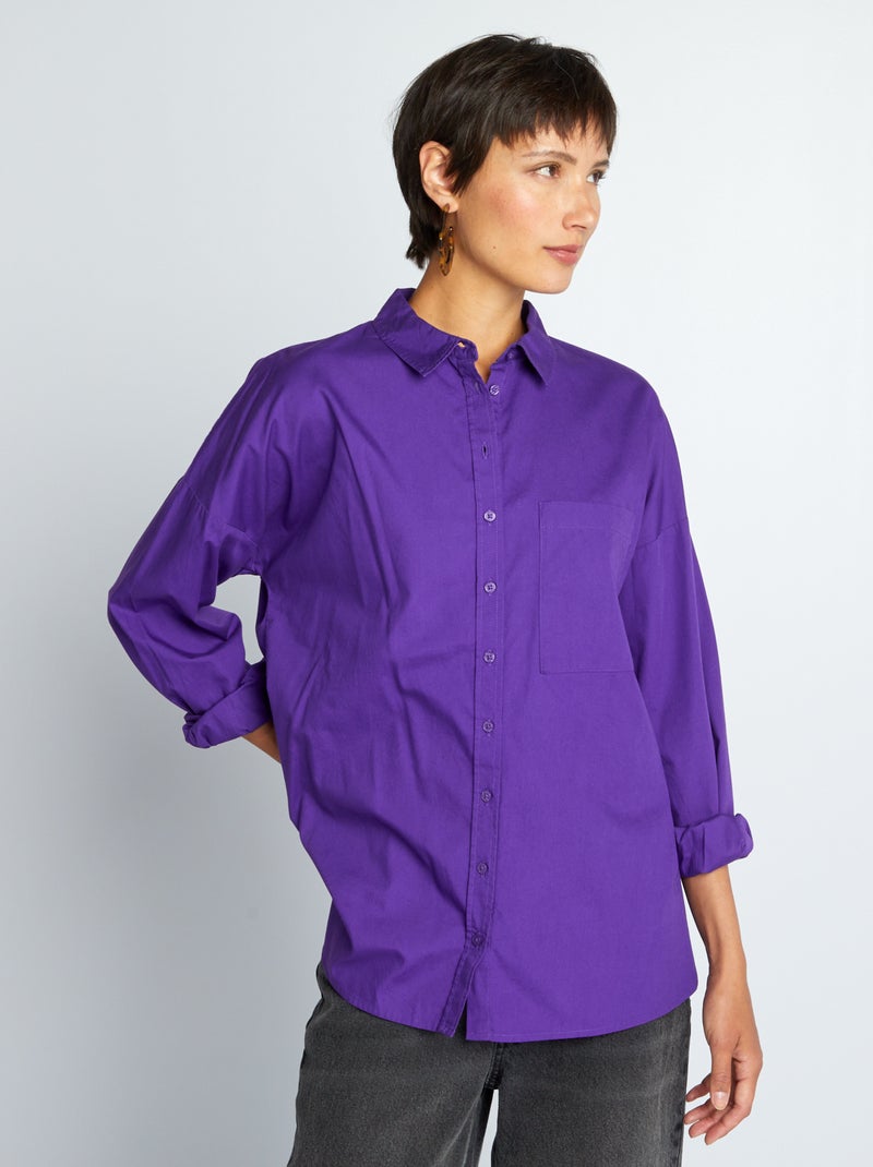 Effen poplin blouse PAARS - Kiabi