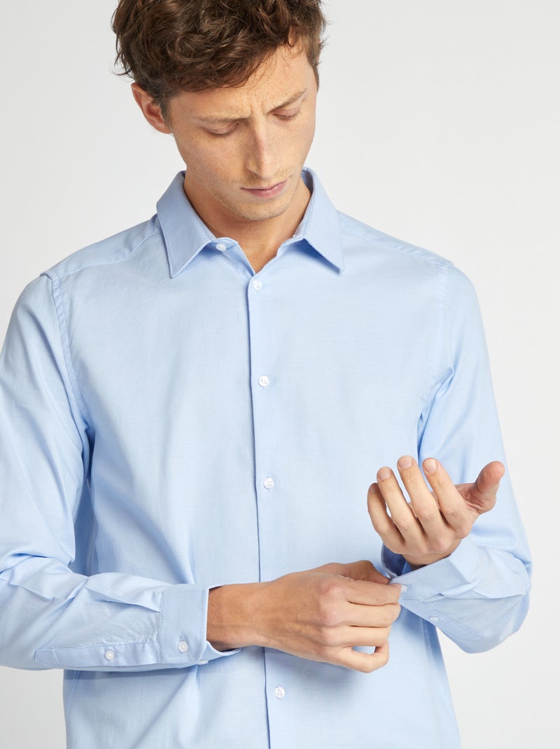 Effen recht overhemd BLAUW - Kiabi