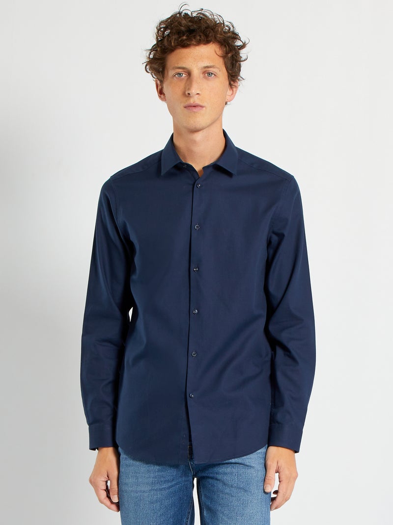 Effen recht overhemd blauw - Kiabi
