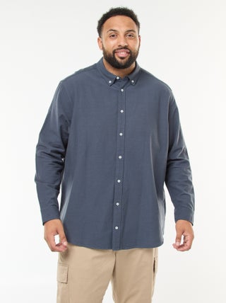 Effen recht overhemd van Oxford-katoen