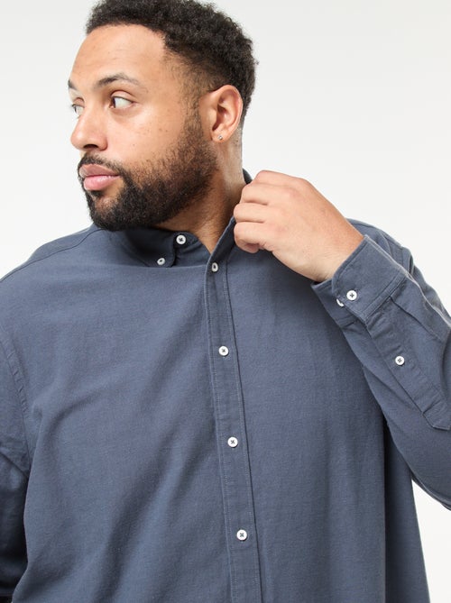 Effen recht overhemd van Oxford-katoen - Kiabi