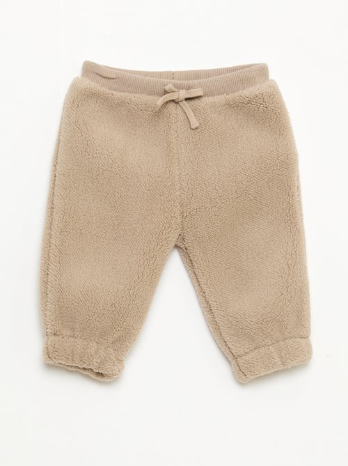 Effen rechte broek met schapenvachteffect - Kiabi