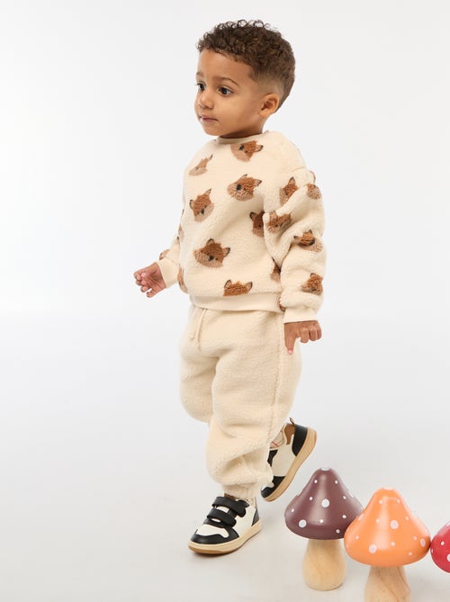 Effen rechte broek met schapenvachteffect - Kiabi