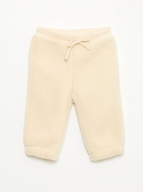 Effen rechte broek met schapenvachteffect - Kiabi