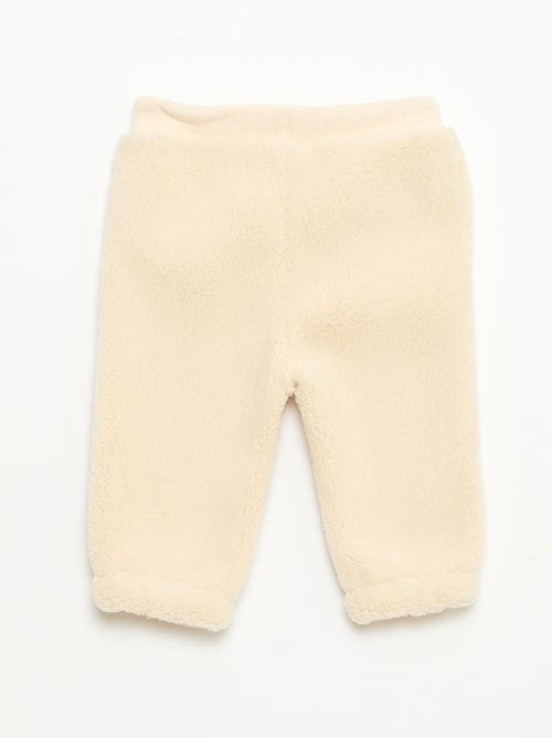 Effen rechte broek met schapenvachteffect - Kiabi