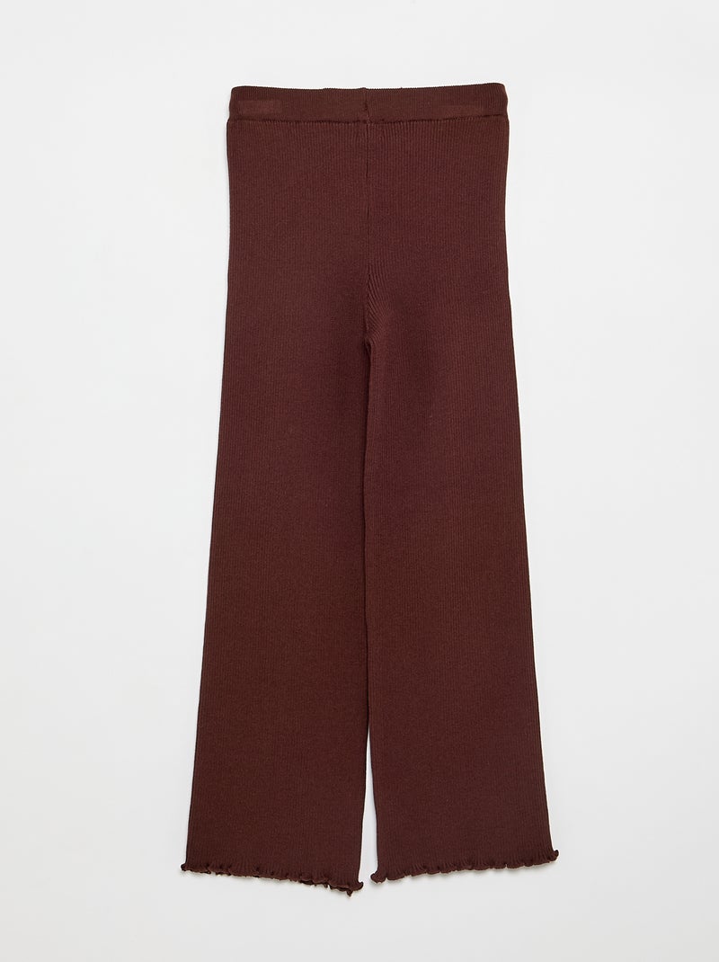 Effen rechte broek van jerseytricot Bruin - Kiabi
