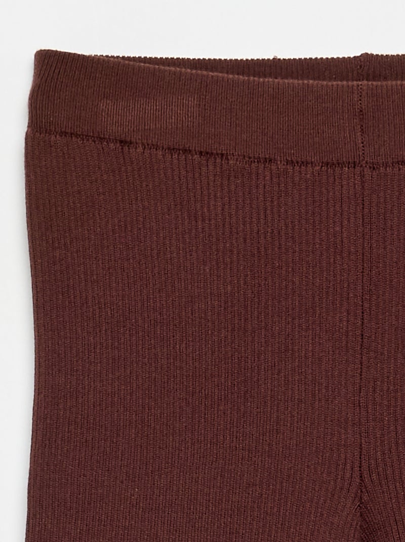 Effen rechte broek van jerseytricot Bruin - Kiabi