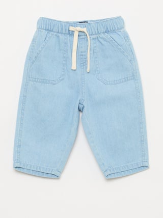 Effen relax fit broek met 2 opgestikte zakken