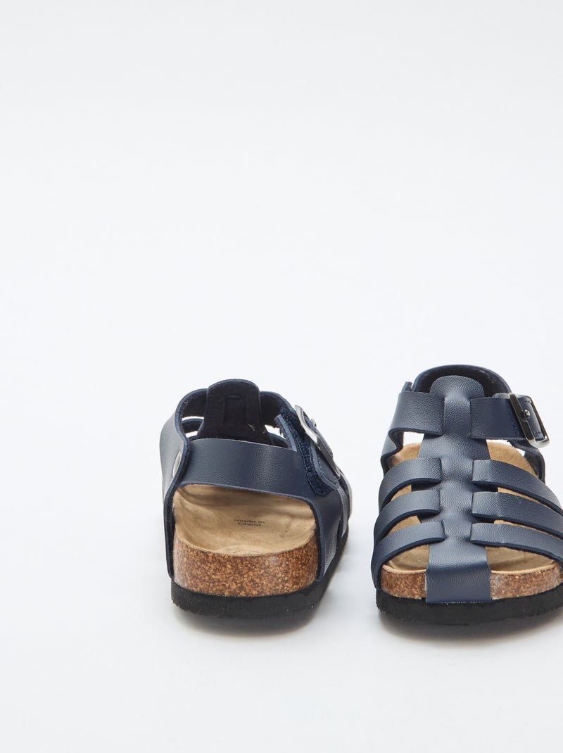 Effen sandaal met print en bandjes Blauw - Kiabi