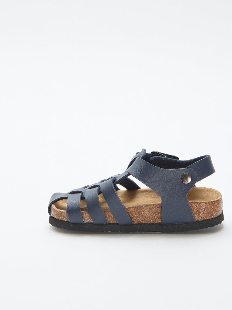 Effen sandaal met print en bandjes Blauw - Kiabi