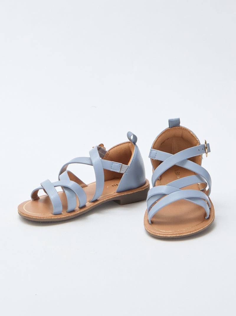 Effen sandalen met bandjes Blauw - Kiabi
