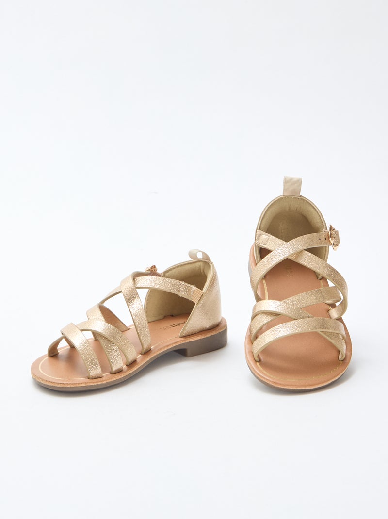 Effen sandalen met bandjes Geel - Kiabi