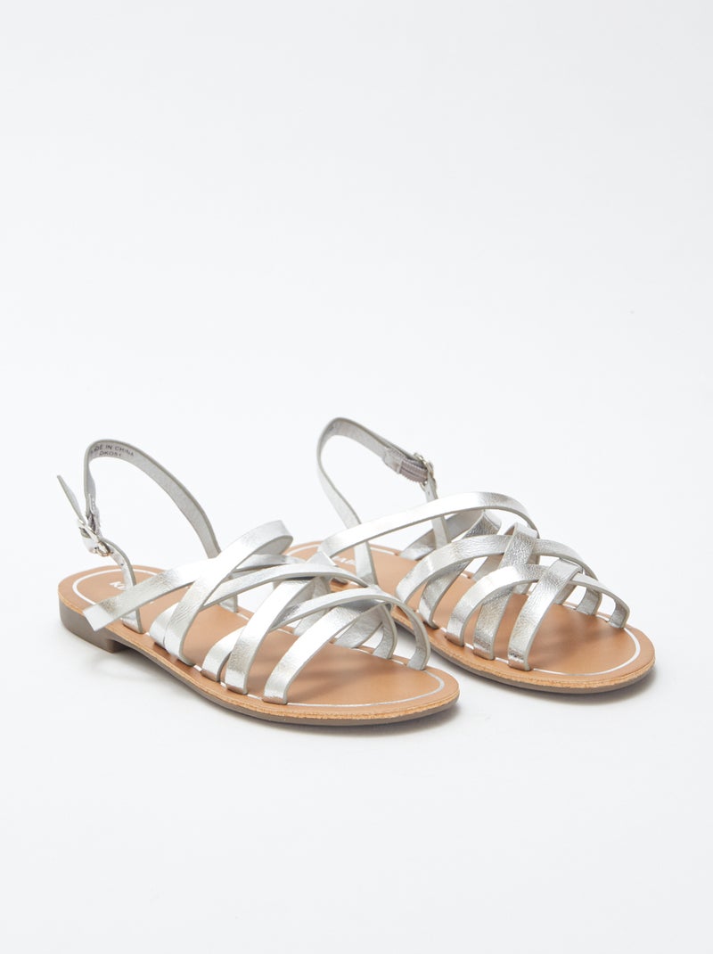 Effen sandalen met bandjes GRIJS - Kiabi