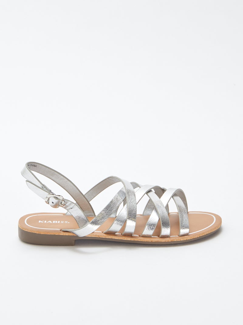 Effen sandalen met bandjes GRIJS - Kiabi