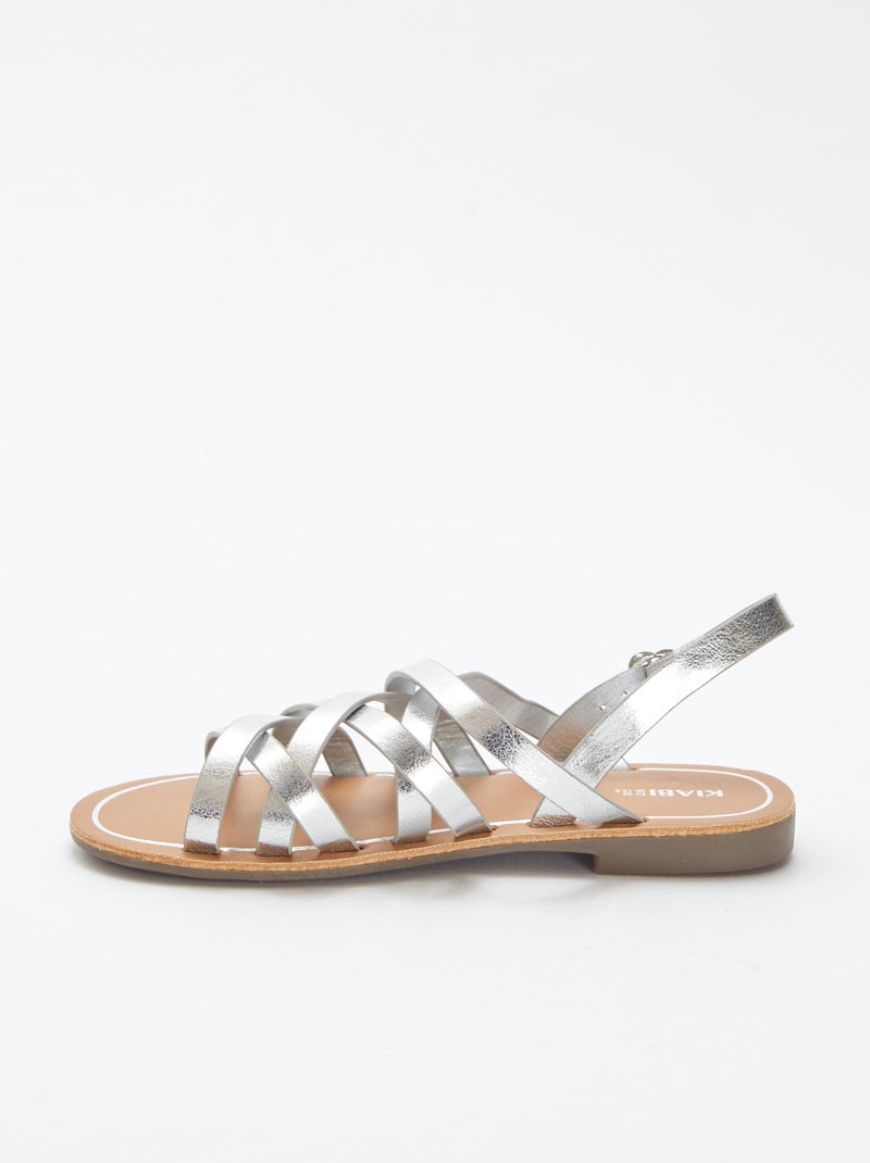 Effen sandalen met bandjes GRIJS - Kiabi