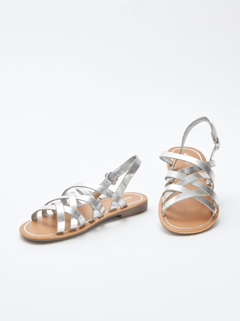 Effen sandalen met bandjes GRIJS - Kiabi