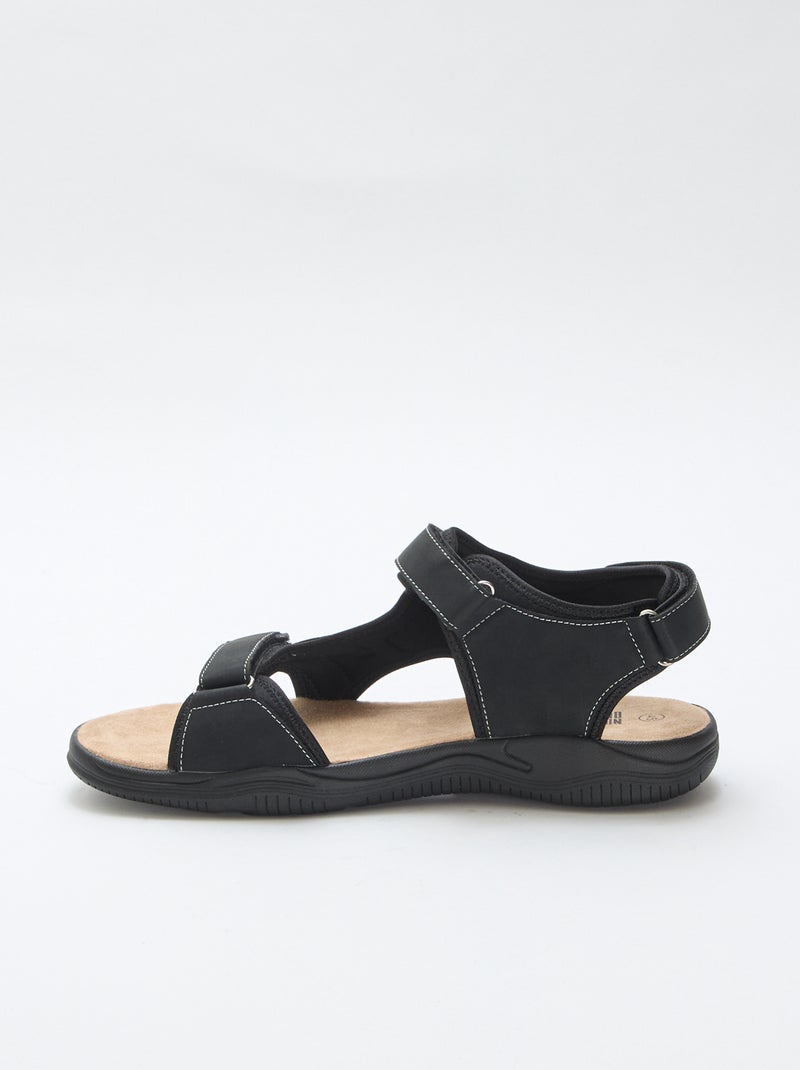 Effen sandalen met klittenband Zwart - Kiabi