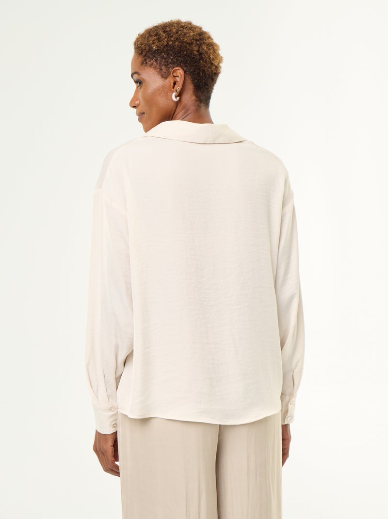 Effen satijnen blouse Biege - Kiabi