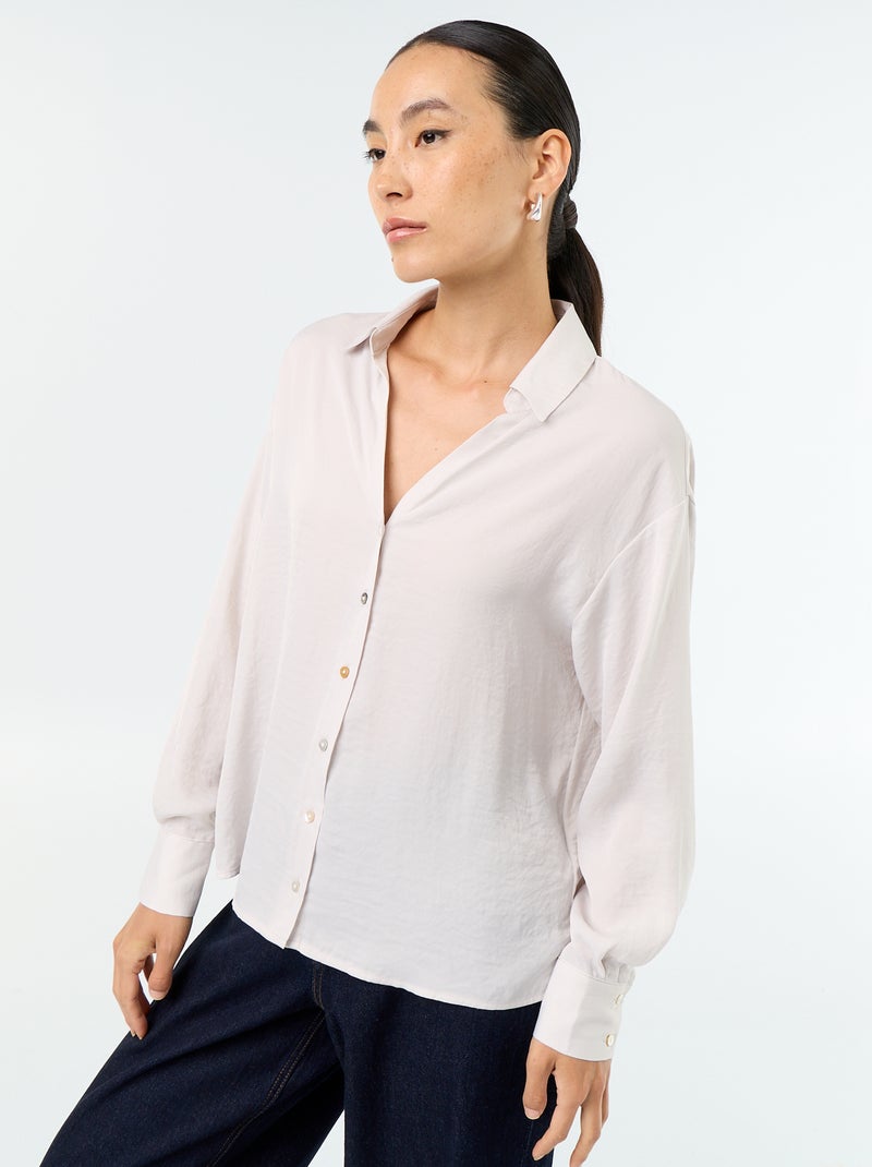 Effen satijnen blouse Grijs - Kiabi