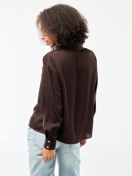 Effen satijnen blouse met lange mouwen - Kiabi Effen satijnen blouse met lange mouwen - Kiabi