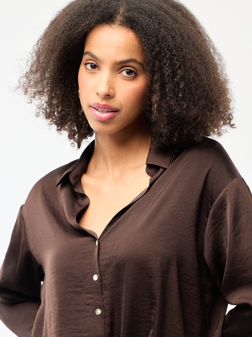 Effen satijnen blouse met lange mouwen - Kiabi Effen satijnen blouse met lange mouwen - Kiabi