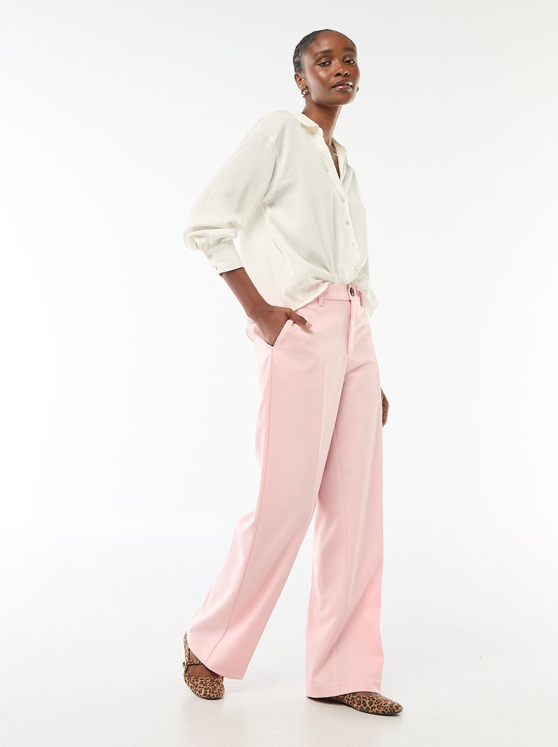 Effen satijnen blouse met lange mouwen Wit - Kiabi