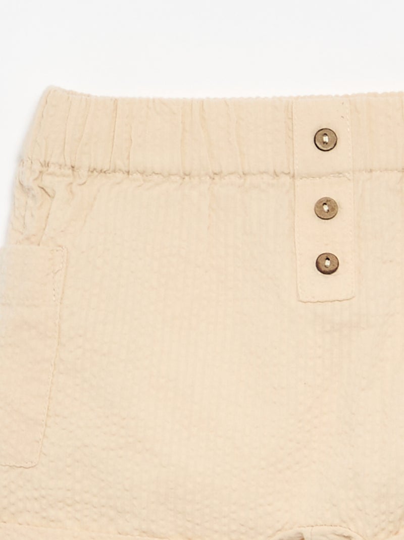 Effen seersucker short Ecru - Kiabi