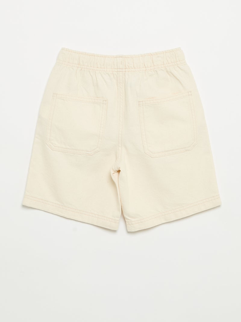 Effen short met elastische taille Ecru - Kiabi