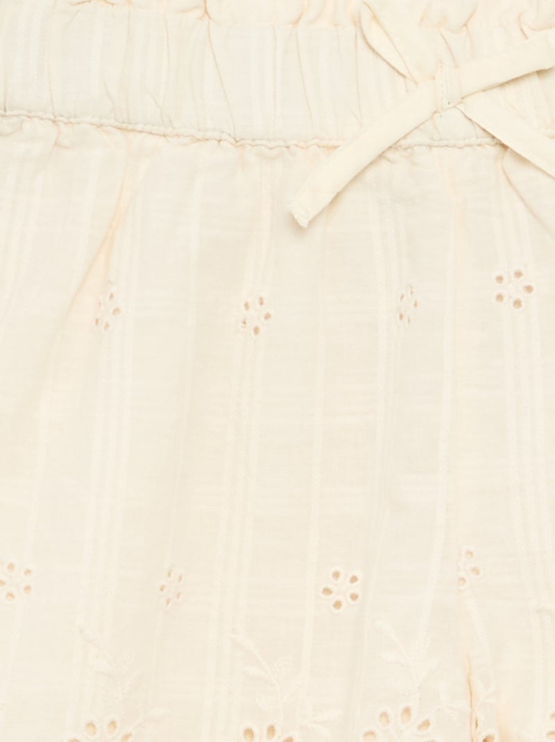 Effen short met Engelse borduursels Biege - Kiabi
