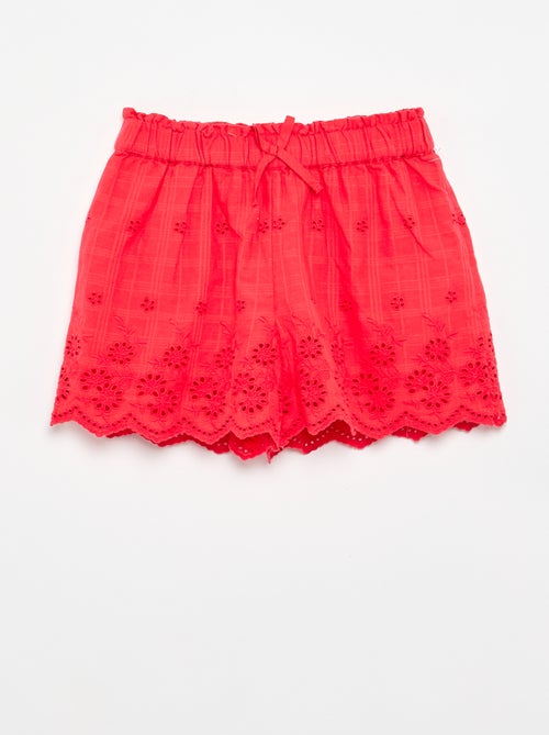 Effen short met Engelse borduursels - Kiabi
