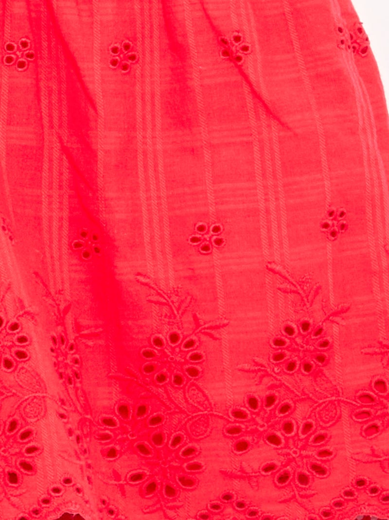 Effen short met Engelse borduursels Rood - Kiabi