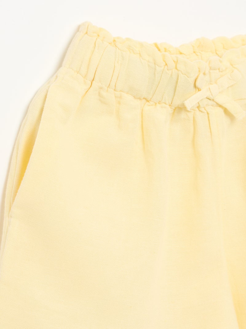 Effen short met fantasie strik Geel - Kiabi