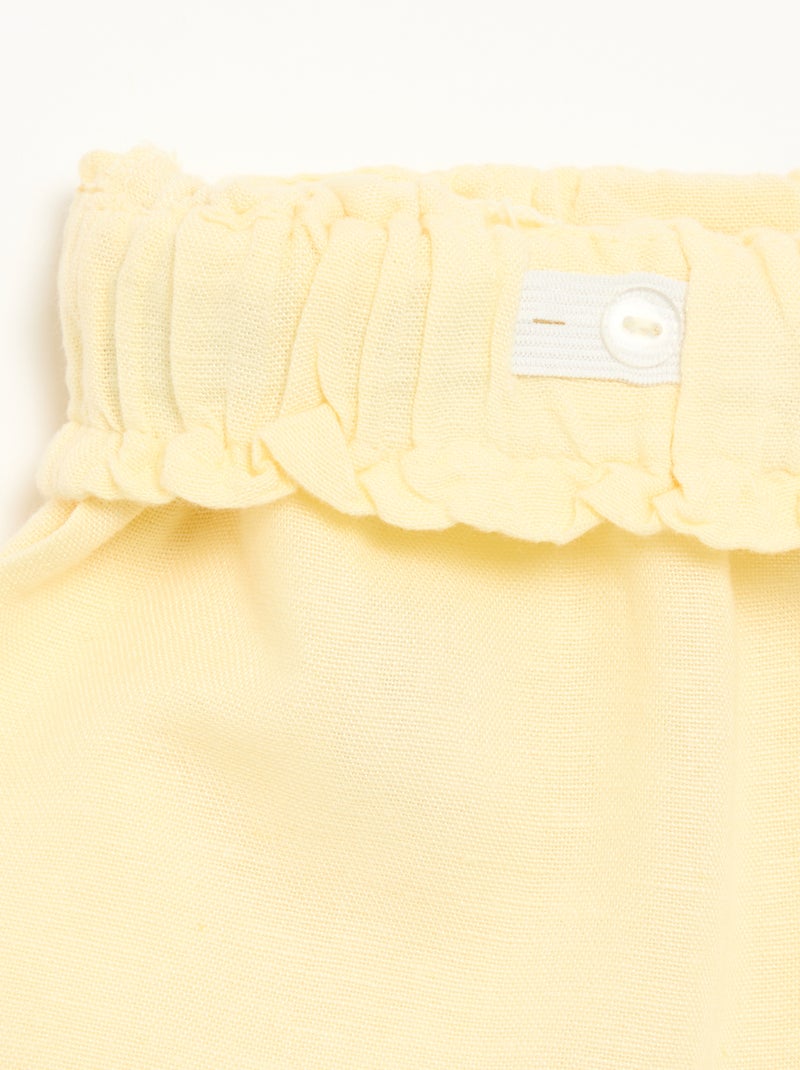 Effen short met fantasie strik Geel - Kiabi