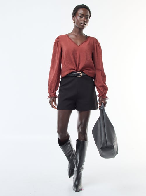 Effen short met hoge taille - Kiabi