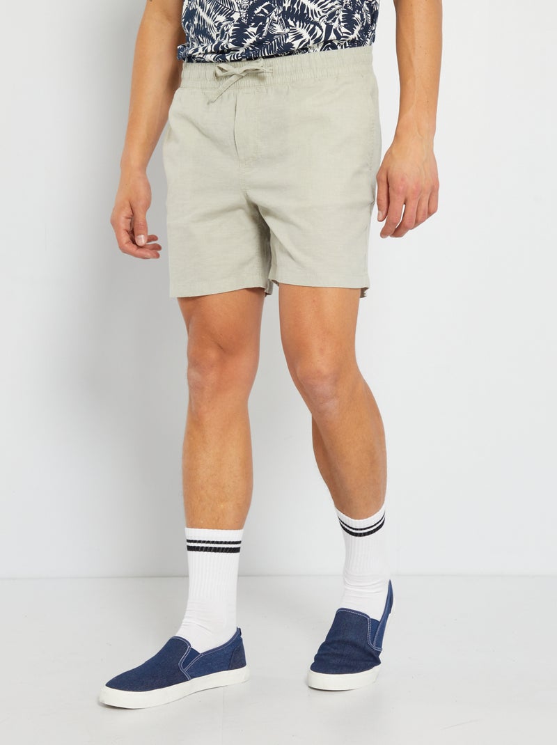 Effen short met linnen 'Produkt' grijs - Kiabi
