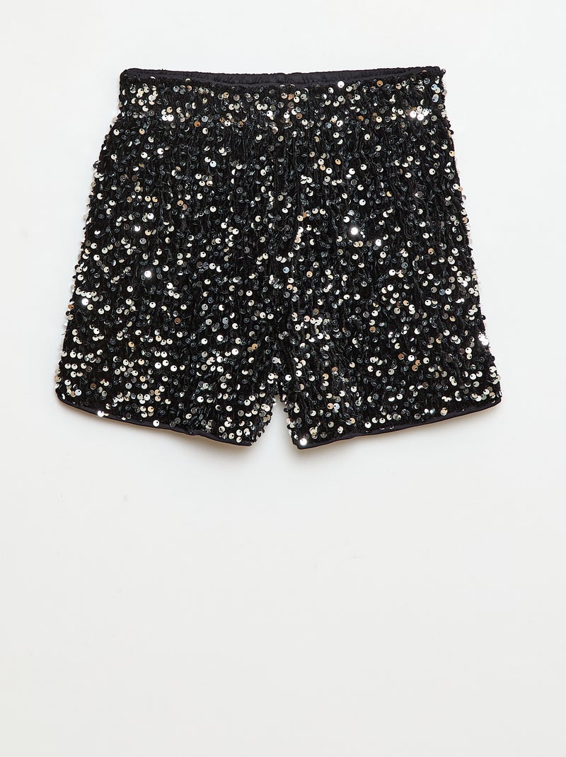 Effen short met lovertjes Grijs - Kiabi