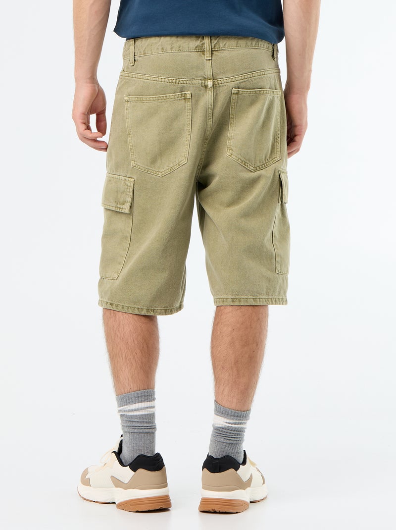 Effen short met meerdere zakken Kaki - Kiabi