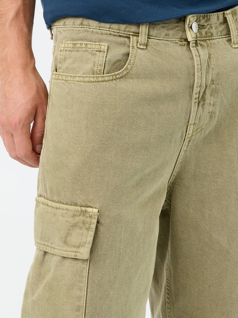 Effen short met meerdere zakken Kaki - Kiabi