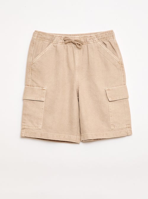 Effen short met trekkoord van katoen - Kiabi
