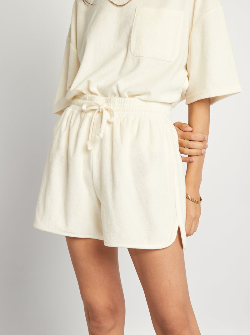 Effen short van badstof WIT - Kiabi
