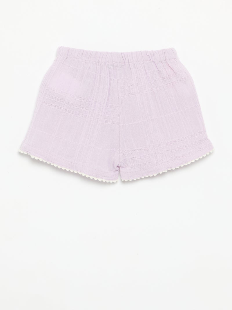 Effen short van dobby Paars - Kiabi