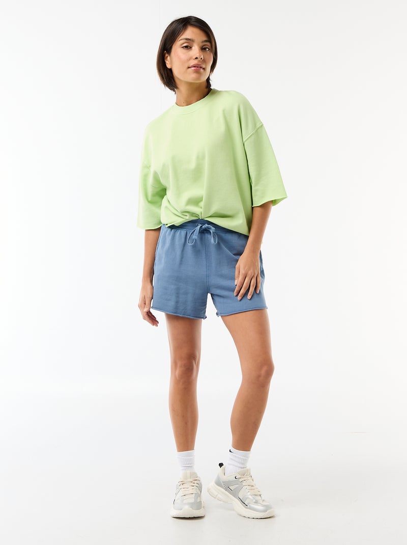 Effen short van French Terry Blauw - Kiabi