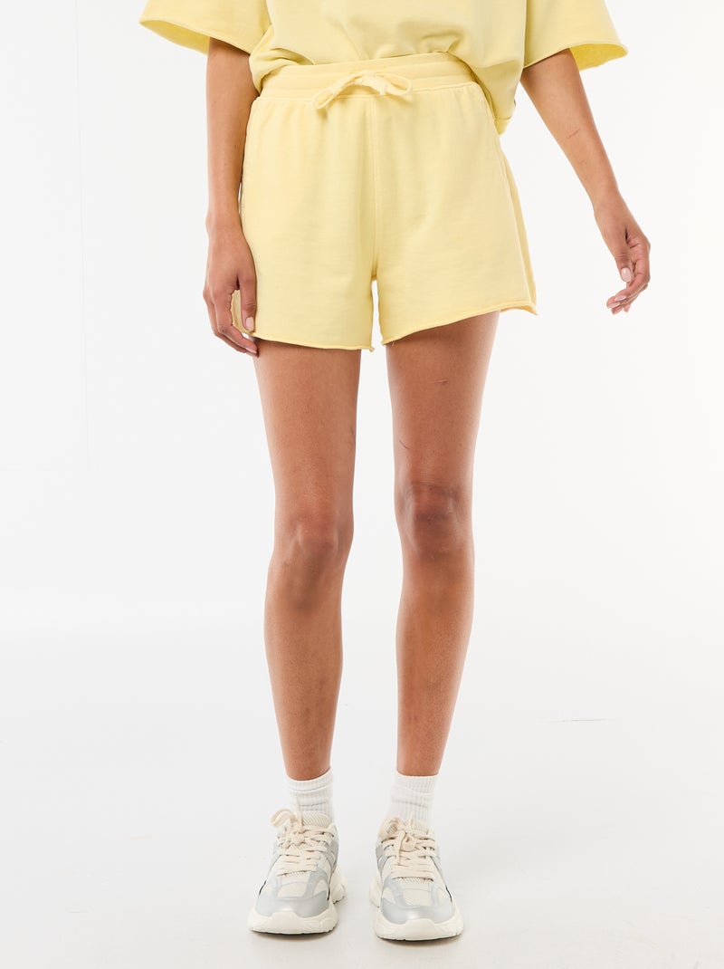 Effen short van French Terry Geel - Kiabi