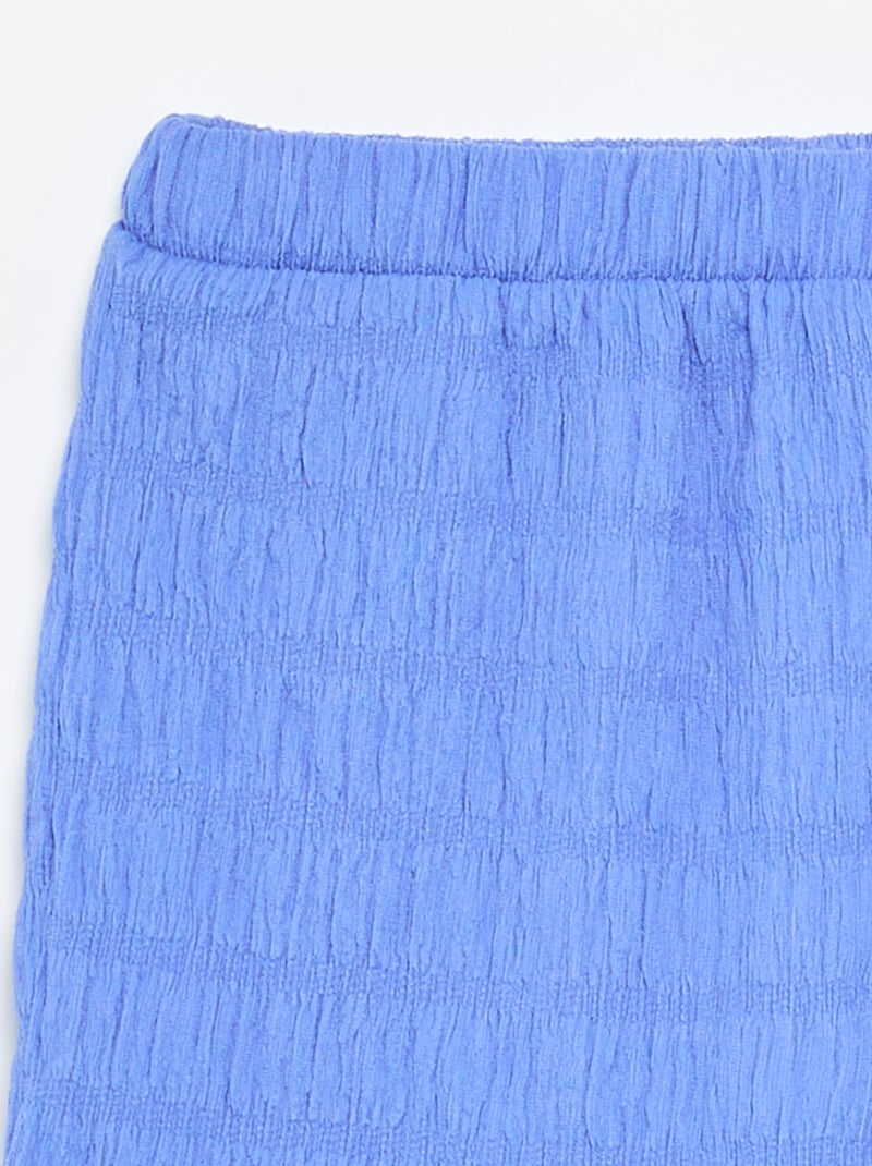 Effen short van gewafelde stof Blauw - Kiabi