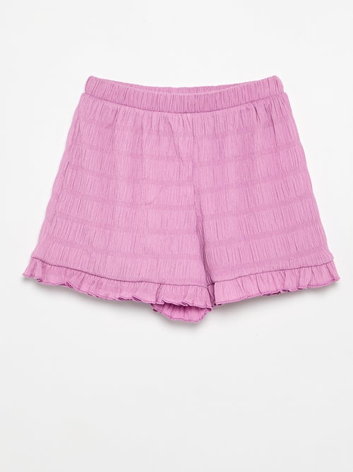 Effen short van gewafelde stof - Kiabi