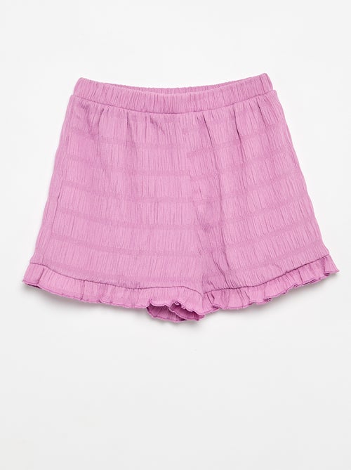 Effen short van gewafelde stof - Kiabi